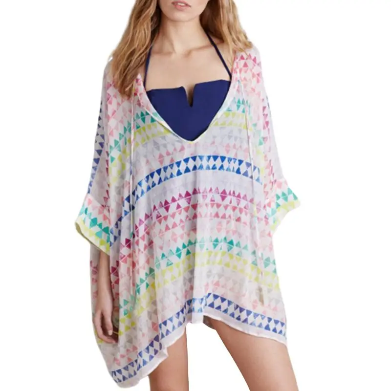 Womens Beach Chiffon V-Neck Off Shoulder Pullover Tops Colored Rainbow Triangle Printed Bikini Cover Up Oversized Asymmetric Min
Womens Beach Chiffon V-Neck Off Shoulder Pullover Tops Colored Rainbow Triangle Printed Bikini Cover Up Oversized Asymmetric Min