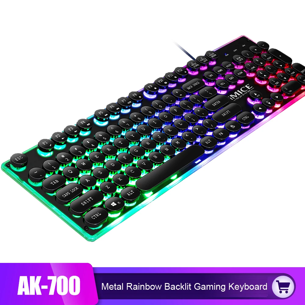 iMice 104 Keys Gaming Keyboard Rainbow Backlit Steam Punk Keyboards Waterproof Mechanical Feeling USB Wired Gamer Keyboard
iMice 104 Keys Gaming Keyboard Rainbow Backlit Steam Punk Keyboards Waterproof Mechanical Feeling USB Wired Gamer Keyboard