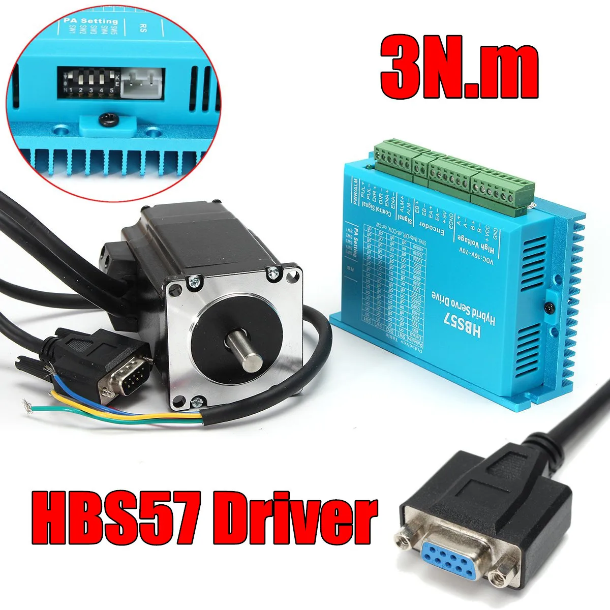 

3N.m High Speed Closed Loop HBS57 Stepper Driver+57HSE2N-D25 Motor Coding Line