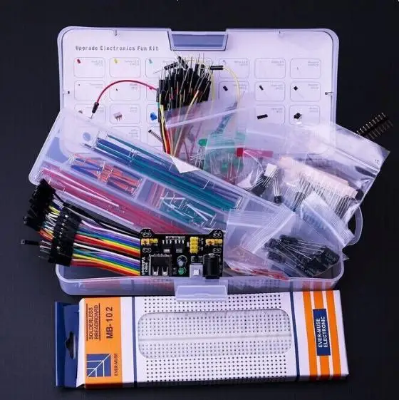 Upgrade Electronics Fun Kit Power Supply Module Jumper Wire Precision Potentiometer 830 Tie-Points Breadboard
Upgrade Electronics Fun Kit Power Supply Module Jumper Wire Precision Potentiometer 830 Tie-Points Breadboard
