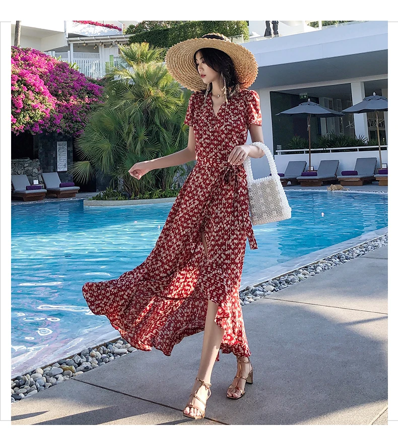 2019 Summer Chiffon Short Sleeve Woman Dress V Neck Ruffles Asymmetrical Boho Maxi Dresses Patchwork Printing elegant Vestido
2019 Summer Chiffon Short Sleeve Woman Dress V Neck Ruffles Asymmetrical Boho Maxi Dresses Patchwork Printing elegant Vestido