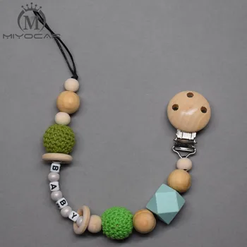 MIYOCAR Personalised -Any name green crochet with wooden beads dummy clip holder pacifier clips soother chain teether clip
MIYOCAR Personalised -Any name green crochet with wooden beads dummy clip holder pacifier clips soother chain teether clip