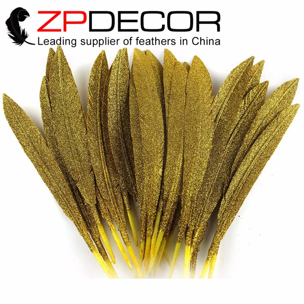 ZPDECOR 50pieces/lot 30-35cm(12-14inches) New Arrival Top Quality Glitter Gold Stamping Turkey Pointers Quill Large Feathers
ZPDECOR 50pieces/lot 30-35cm(12-14inches) New Arrival Top Quality Glitter Gold Stamping Turkey Pointers Quill Large Feathers