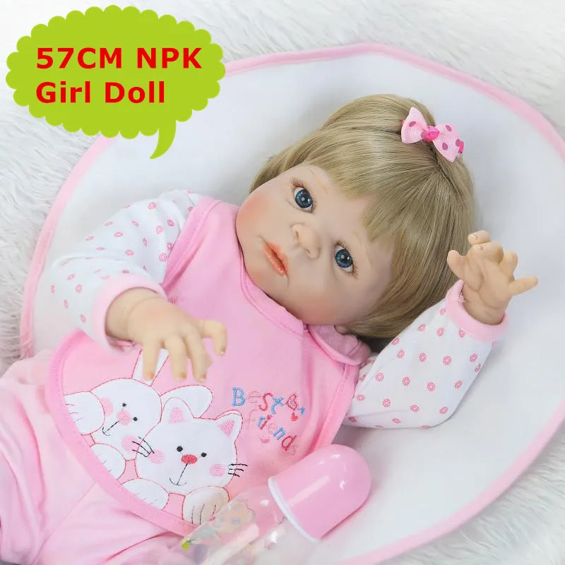 57CM NPK Full Silicone Body Reborn Doll Lovely Vivid Baby Reborn Girl Doll With Blond Hair Kid Bathe Toys Girls Playmate Boneca
57CM NPK Full Silicone Body Reborn Doll Lovely Vivid Baby Reborn Girl Doll With Blond Hair Kid Bathe Toys Girls Playmate Boneca