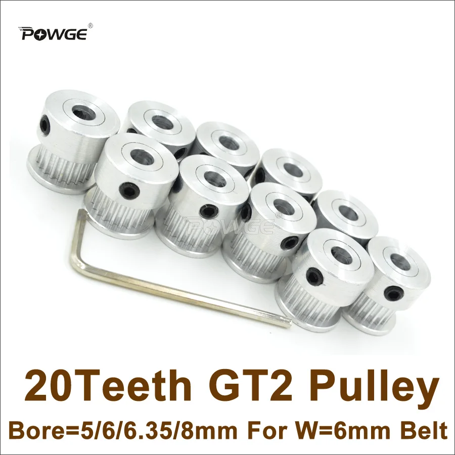 POWGE 10pcs 20 Teeth 2GT Timing Pulley Bore=5mm Fit Width=6mm 2GT Timing Belt 3D Printer Parts 20T 20Teeth GT2 Pulley
POWGE 10pcs 20 Teeth 2GT Timing Pulley Bore=5mm Fit Width=6mm 2GT Timing Belt 3D Printer Parts 20T 20Teeth GT2 Pulley