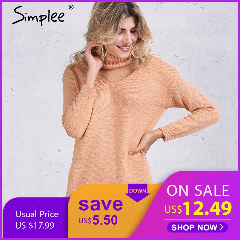Simplee Elegant halter turtleneck women sweaters Loose casual long sleeve pullovers and sweaters 2018 Autumn winter jumpers
Simplee Elegant halter turtleneck women sweaters Loose casual long sleeve pullovers and sweaters 2018 Autumn winter jumpers