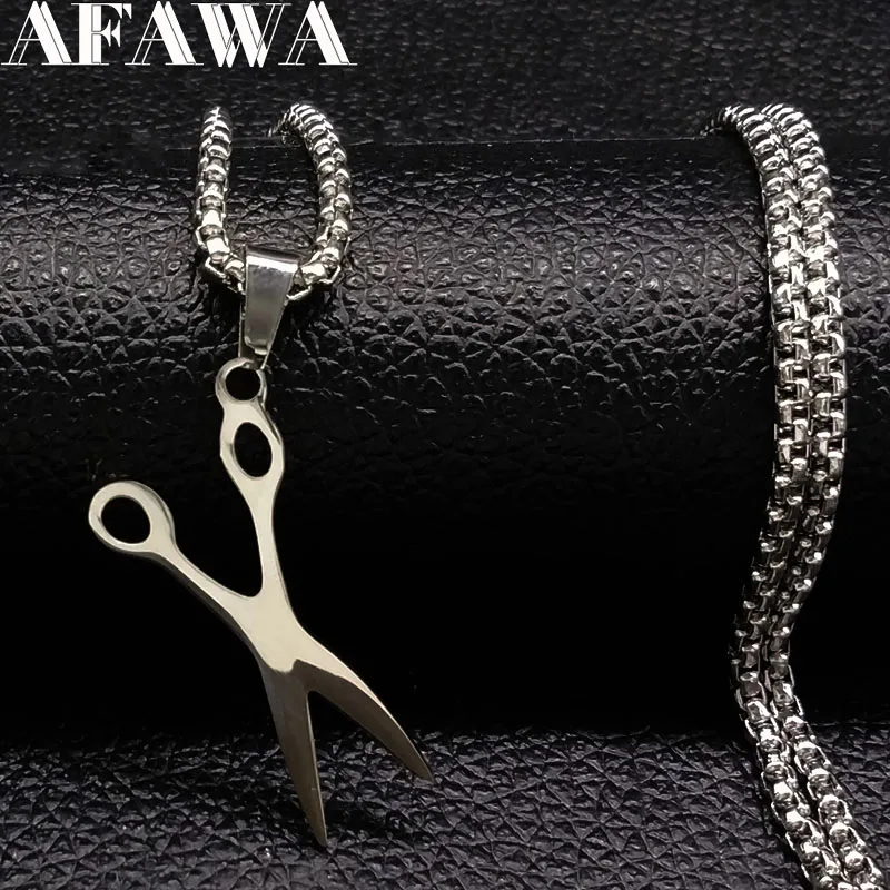 

2019 New Long Scissors Stainless Steel Necklaces Pendants Women Jewlery Silver Color Necklaces Jewelry acero inoxidable N18057
