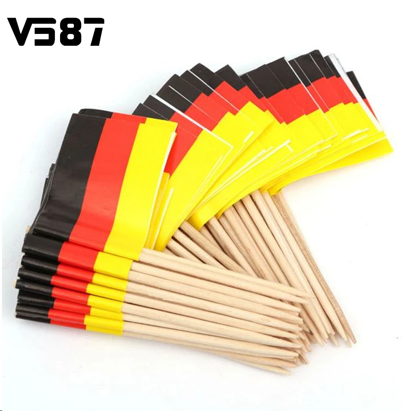 50 German Flag Tooth Pick Sandwich Party Food CupCake Cocktail Sticks Picks