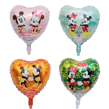 

50pcs 18inch Lovely Mouse Mickey & Minnie Heart Shaped Foil Helium Balloons Birthday Wedding Decoration Children's Toys Globos