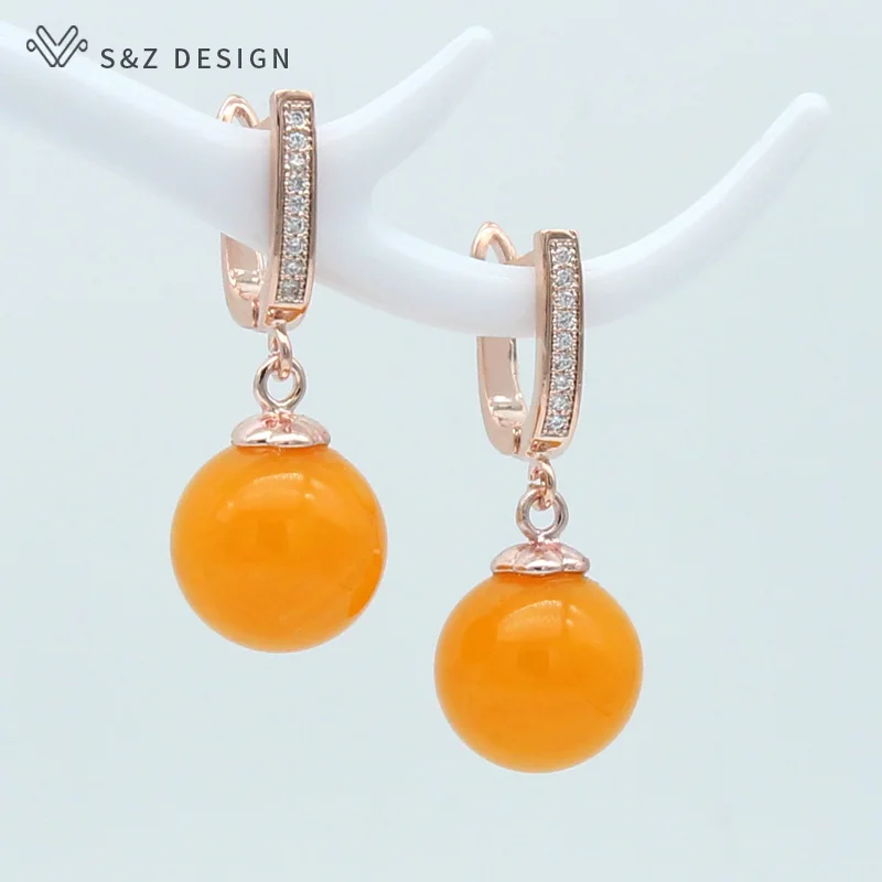 S&Z Round Simulated Beeswax Dangle Earrings 585 Rose Gold Personality Simple For Women Wedding Party Fashion Jewelry Eardrop
S&Z Round Simulated Beeswax Dangle Earrings 585 Rose Gold Personality Simple For Women Wedding Party Fashion Jewelry Eardrop