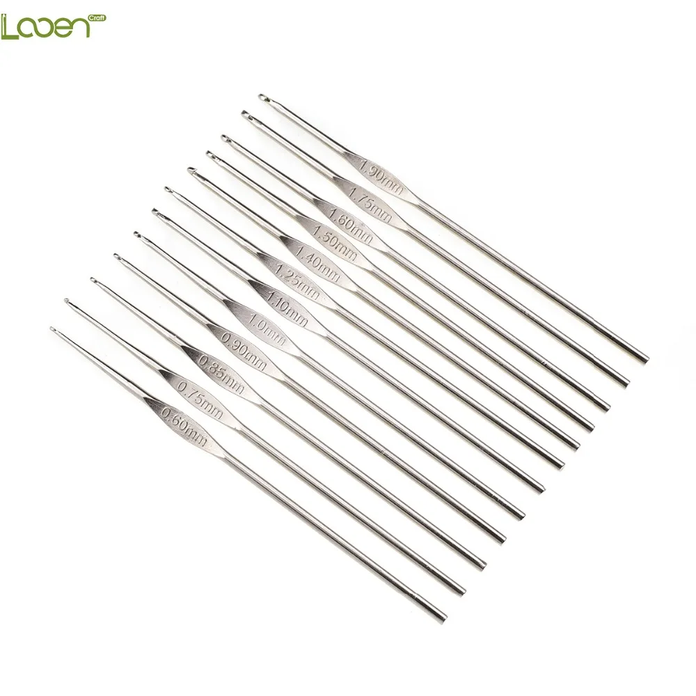 Looen 12pcsset Small Size Crochet Hooks Set Mix Sizes 0.6-1.9mm Knitting Needles For Yarn Weave Tools Lace Crochet Needles Set (5)