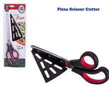 Profissional cortadores de pizza tesoura de pizza de aço inoxidável fatia 2-em 1 cortador servidor pizza corte verde vermelho acessórios de cozinha(China)