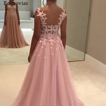Charming Prom Dresses Sheer Neck Sweep Train Lace Appliques Evening Party Gowns Long Prom Dresses 2019 Customized
Charming Prom Dresses Sheer Neck Sweep Train Lace Appliques Evening Party Gowns Long Prom Dresses 2019 Customized
