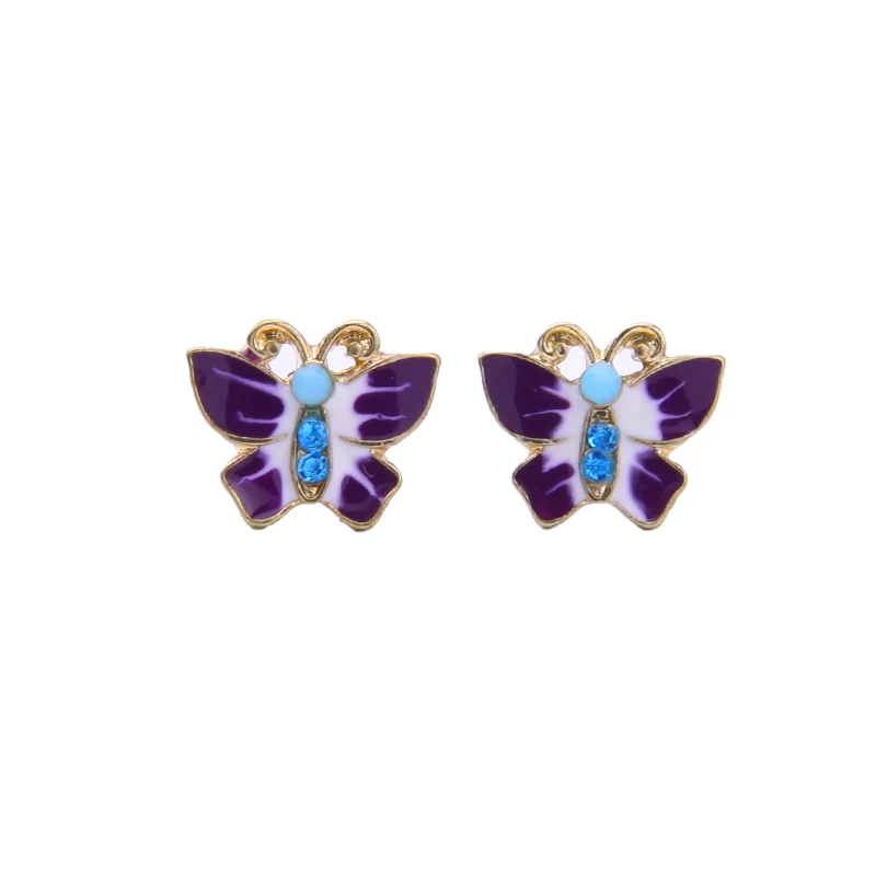 Gold Color Enamel Blue Purple Butterfly Earring Chic Insect Design Pierced Stud Earring
Gold Color Enamel Blue Purple Butterfly Earring Chic Insect Design Pierced Stud Earring