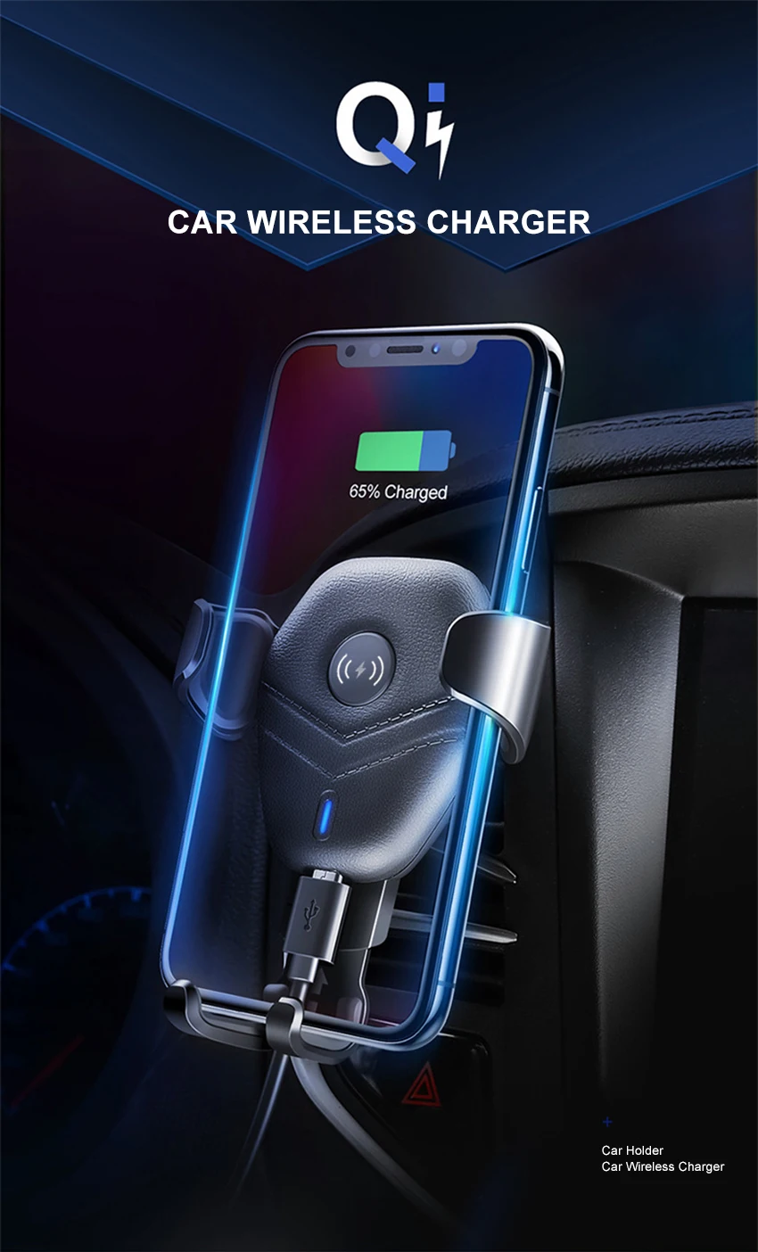 Aimitek Qi 10W Fast Wireless Charger Car Phone Holder-7