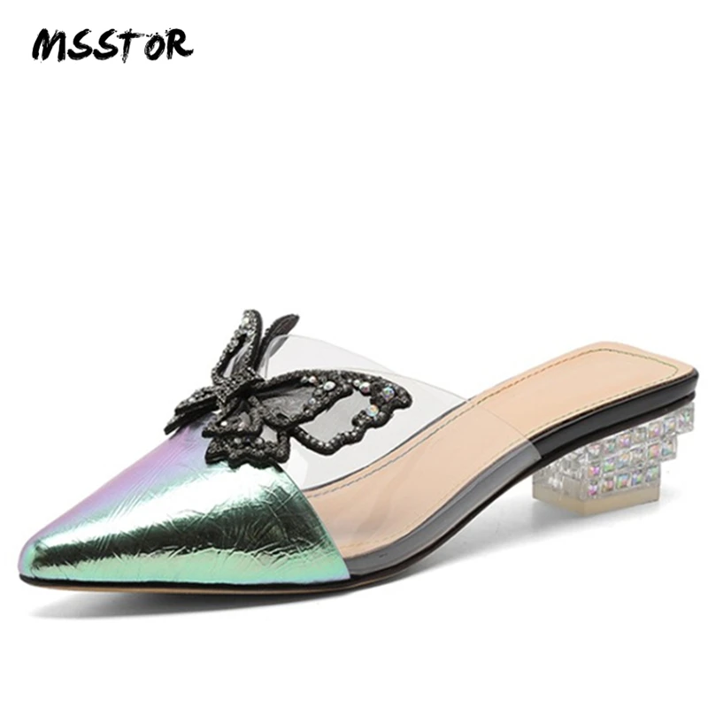 MSSTOR Butterfly Mules Womens Shoes Strange Style Pointed Toe Outdoor Transparent Slippers Mixed Colors Crystal Summer Slippers
MSSTOR Butterfly Mules Womens Shoes Strange Style Pointed Toe Outdoor Transparent Slippers Mixed Colors Crystal Summer Slippers
