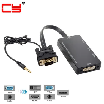 Jimier VGA to VGA Audio HDMI DVI 4in1 Dongle Adapter Cable Multiport Splitter Converter for HDTV PC Monitor Projector Black
Jimier VGA to VGA Audio HDMI DVI 4in1 Dongle Adapter Cable Multiport Splitter Converter for HDTV PC Monitor Projector Black