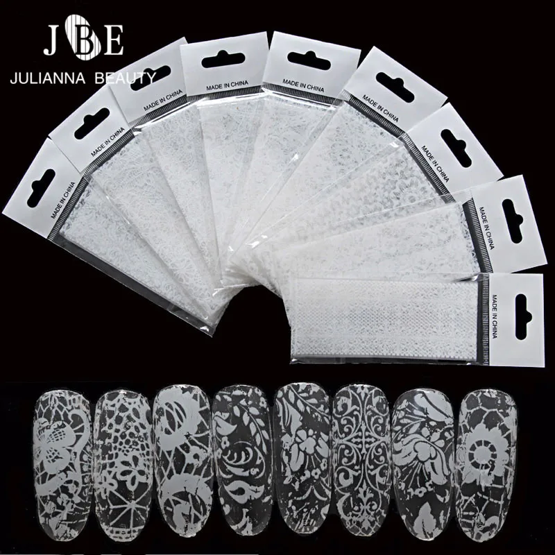 9 Sheet White Lace Flower Nail Transfer Foil Stickers Decals Beauty Nail Art Foil Nail Tip Decoration Flowers Nail Art 120cm*4cm
9 Sheet White Lace Flower Nail Transfer Foil Stickers Decals Beauty Nail Art Foil Nail Tip Decoration Flowers Nail Art 120cm*4cm
