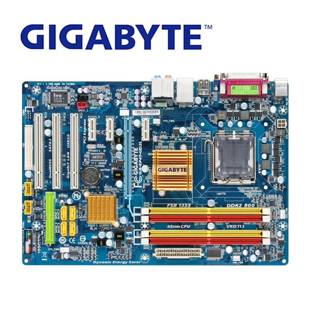 Материнская плата LGA 775 для Intel DDR2 Gigabyte системная G41 USB2.0 16 ГБ SATA II б/у|Материнские