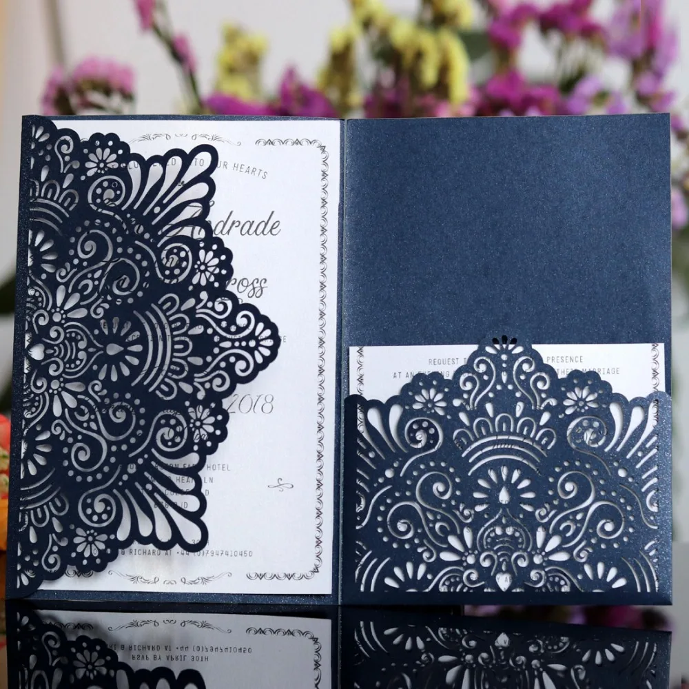 100PCS Horizontal Laser Cut Wedding Invitations Cards with RSVP Cards White Navy Blue Pearl Paper Invite Cardstock for Birthday
100PCS Horizontal Laser Cut Wedding Invitations Cards with RSVP Cards White Navy Blue Pearl Paper Invite Cardstock for Birthday