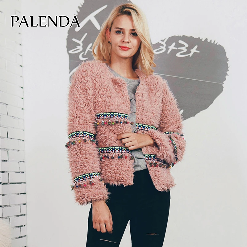 2018 new women jacket faux fur with tassel short coat 2 color teddy | Женская одежда