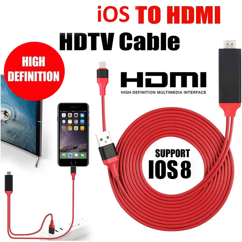 

2m HD High Speed iOS To HDMI HDTV Adapter AV Digital TV For iPhone XS X 8 7 6 5 XR X MAX For IPAD