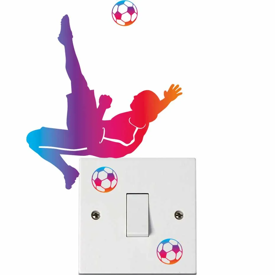 Colorful Football Overhead Kick Color Light Switch Wall Stickers For Kids Boy's Bedroom Diy Wall Art Decals Wallpaper Home Decor
Colorful Football Overhead Kick Color Light Switch Wall Stickers For Kids Boy's Bedroom Diy Wall Art Decals Wallpaper Home Decor