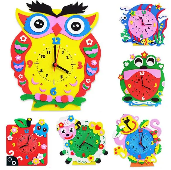1pcs-Kids-DIY-Kids-Animal-Shape-Learning-Clock-Puzzles-Arts-Crafts-Kits-Baby-Toys