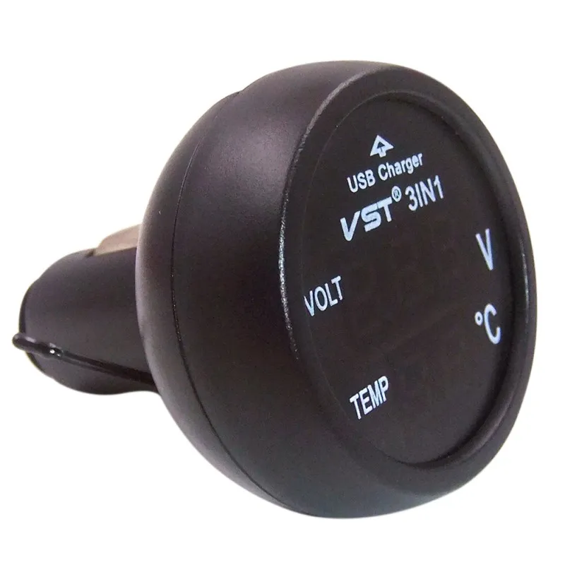 Фото Цифровой автомобильный вольтметр термометр автомобильное зарядное устройство