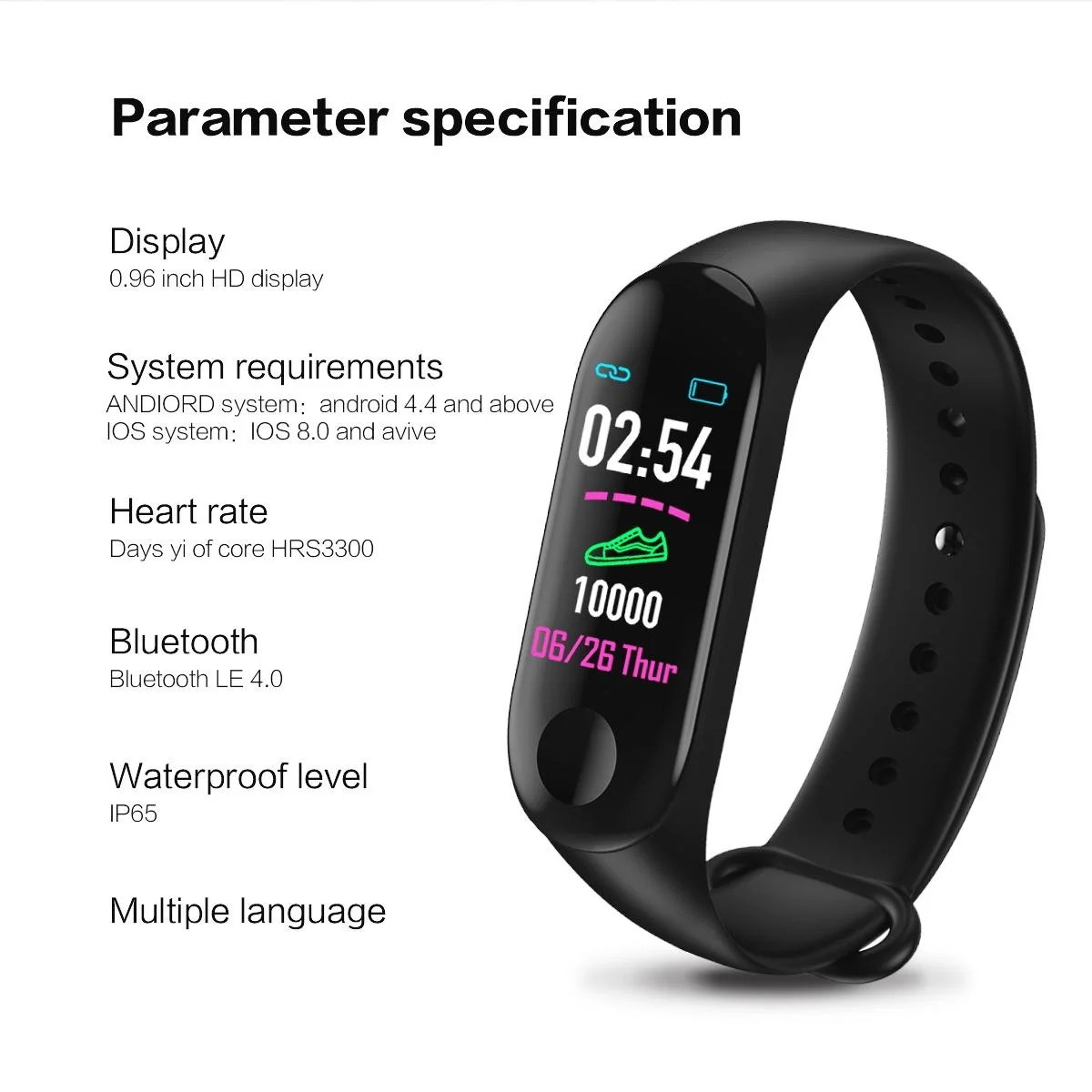 M3 Smart Band Blood Pressure Fitness Tracker Pedometer Heart Rate Monitor Smart Bracelet Wristband For IOS Android Phone
M3 Smart Band Blood Pressure Fitness Tracker Pedometer Heart Rate Monitor Smart Bracelet Wristband For IOS Android Phone