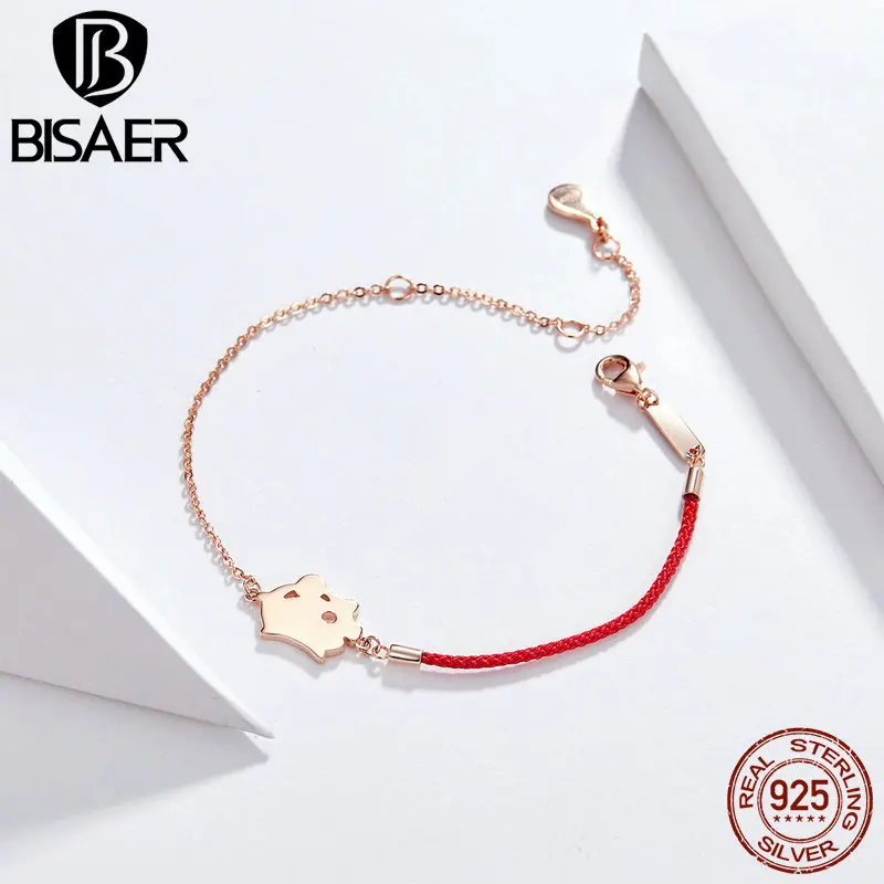 Bisaer 925 Sterling Silver Rose Gold Lucky Pig Red Rope Bracelet For Women Best Friend Famliy Charm Bracelet Jewelry Gift GAB011
Bisaer 925 Sterling Silver Rose Gold Lucky Pig Red Rope Bracelet For Women Best Friend Famliy Charm Bracelet Jewelry Gift GAB011