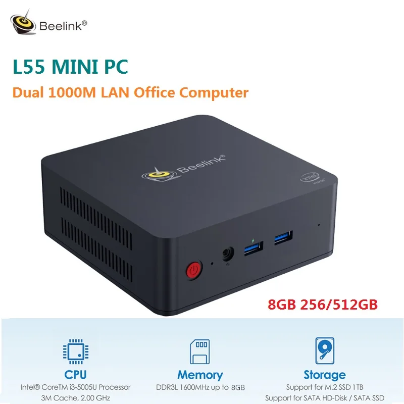 Beelink L55 Mini PC Intel Broadwell I3-5005U Intel HD Graphics 5500 Expandable 8GB 512GB SSD 2.4GHz 5.8GHz WiFi 1000Mbps
Beelink L55 Mini PC Intel Broadwell I3-5005U Intel HD Graphics 5500 Expandable 8GB 512GB SSD 2.4GHz 5.8GHz WiFi 1000Mbps
