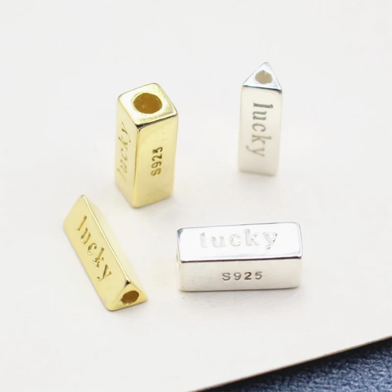 925 sterling silver gold color Triangular column cube lucky letter carved Spacer Beads for making jewelry accessories 10mm 3pcs
925 sterling silver gold color Triangular column cube lucky letter carved Spacer Beads for making jewelry accessories 10mm 3pcs