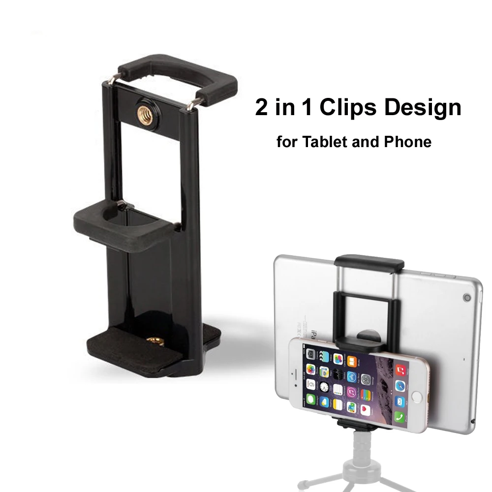 2-in-1 Universal Cell Phone Tablet Holder Mount Clip Clamp for iPad Air Mini Pro iPhone Samsung Xiaomi Smartphone Tripod
2-in-1 Universal Cell Phone Tablet Holder Mount Clip Clamp for iPad Air Mini Pro iPhone Samsung Xiaomi Smartphone Tripod