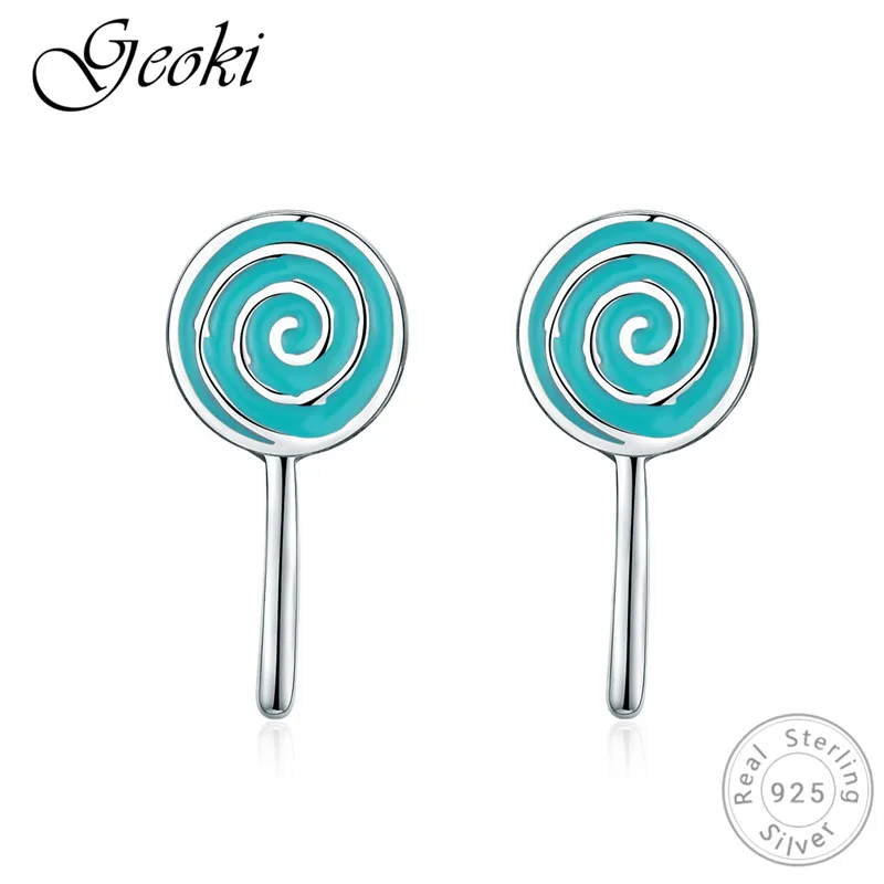 Geoki 925 Sterling Silver Blue Enamel Sweet Lollipop Shaped Stud Earrings S925 Original Children Candy Earrings Luxury Jewelry
Geoki 925 Sterling Silver Blue Enamel Sweet Lollipop Shaped Stud Earrings S925 Original Children Candy Earrings Luxury Jewelry