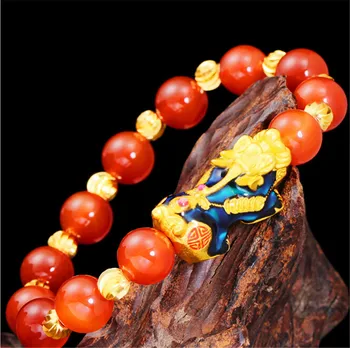 Wholesale Fashion Women's Sand Gold Change Color Pixiu Charm Bracelet 10mm Red Onyx Beads Bracelets Bring Wealth Birthday Gift
Wholesale Fashion Women's Sand Gold Change Color Pixiu Charm Bracelet 10mm Red Onyx Beads Bracelets Bring Wealth Birthday Gift