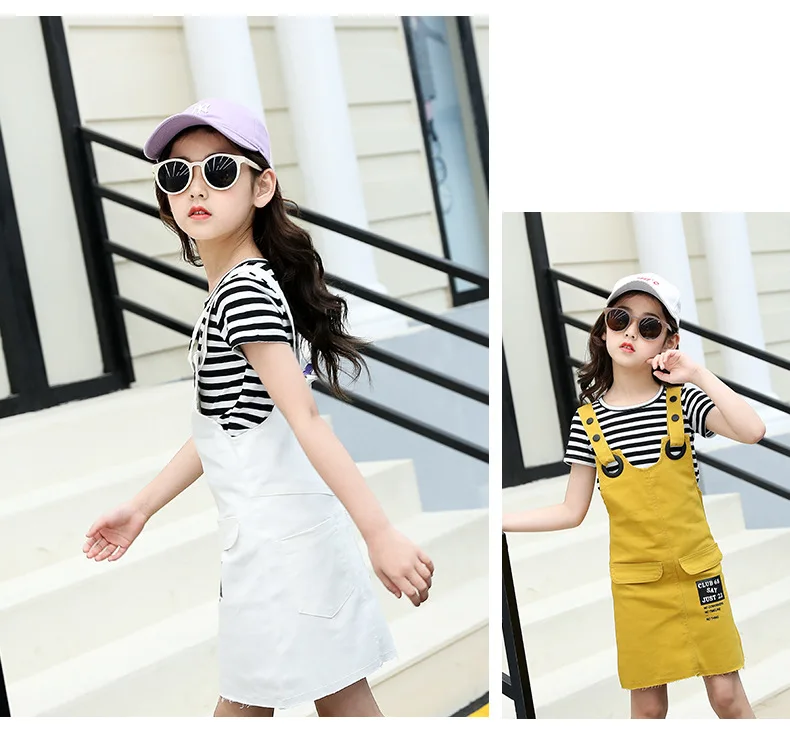 Girls Suspenders Dress 2 Pcs Set 2019 Summer Fashion Kids Stripe T-Shirts And Dresses Set For Girl 5 7 9 11 13 Year Clj144 36 Girls Suspenders Dress 2 Pcs Set 2019 Summer Fashion Kids Stripe T-Shirts And Dresses Set For Girl 5 7 9 11 13 Year Clj144 42