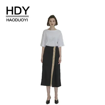 HDY Haoduoyi Stitching Long Skirt Casual art Pure Color High Waist Straight Contrast Color Button Simple Elegant Feminine
HDY Haoduoyi Stitching Long Skirt Casual art Pure Color High Waist Straight Contrast Color Button Simple Elegant Feminine