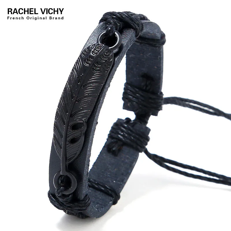 Фото Бренд RACHEL VICHY стальной кожаный браслет в форме пера для женщин и - купить