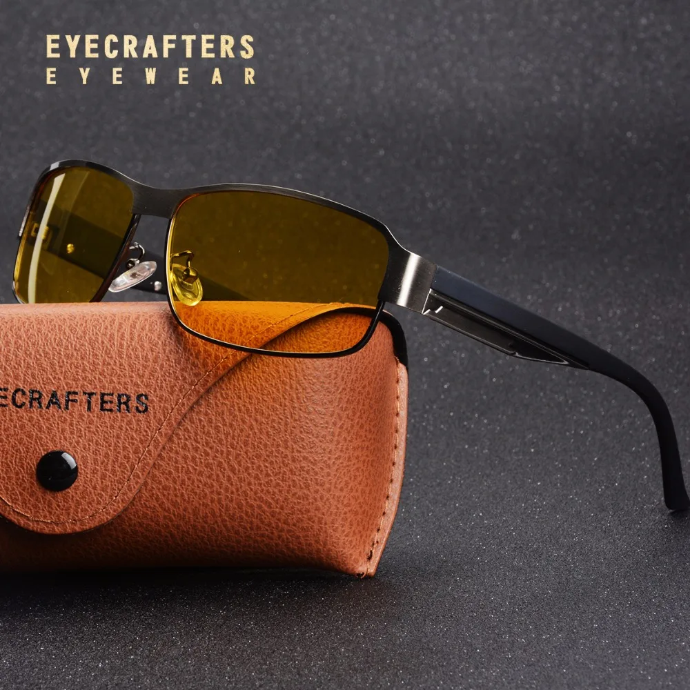 

Солнцезащитные очки Eyecrafters мужские, Поляризованные, желтые линзы, очки ночного видения, очки для вождения, авиаторы, поляризованные солнцезащитные очки UV400
