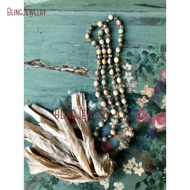20180925-NM15551-romantic shabby boho glam sari silk tassel necklace hand knot neutral stone unique accessory_3