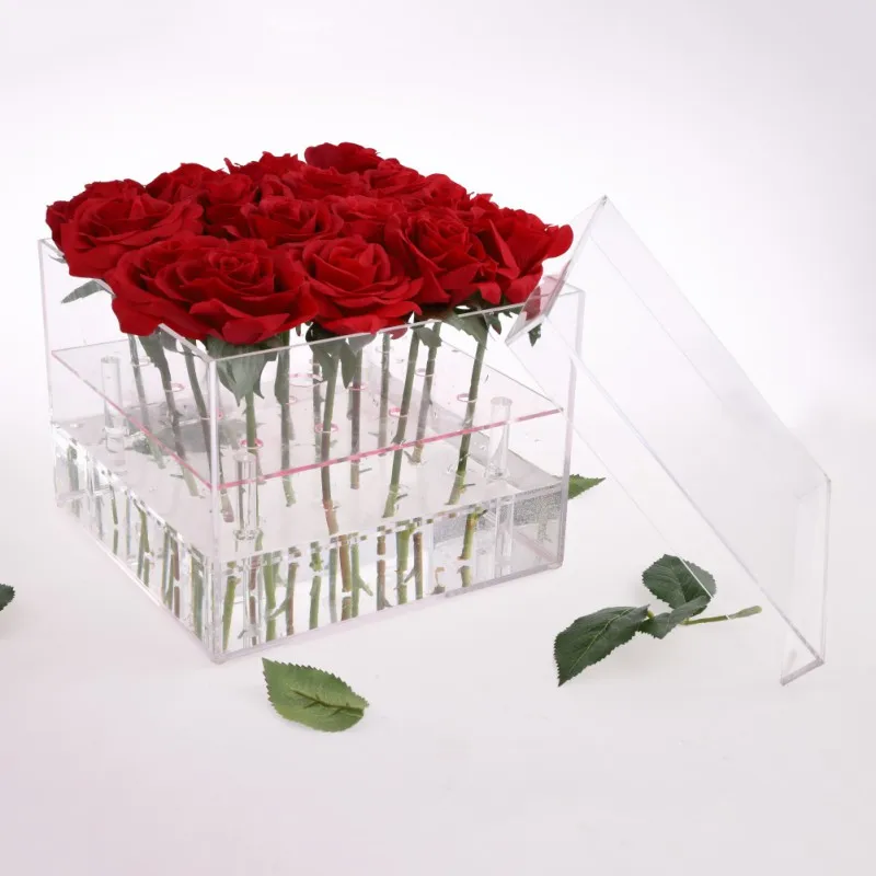 2021 Valentines Day Rose Flower Storage Box Transparent Acrylic Flower