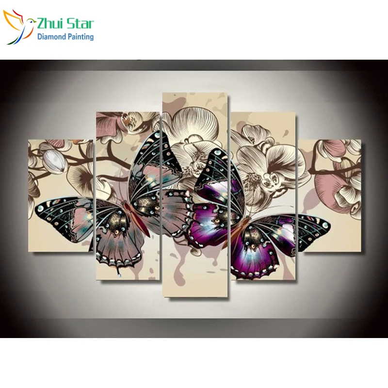 Zhui star 5D DIY all Square drill Rhinestones painting 5pcs/set Butterfly flowers Decoration Home diamond Cross Stitch decorate
Zhui star 5D DIY all Square drill Rhinestones painting 5pcs/set Butterfly flowers Decoration Home diamond Cross Stitch decorate