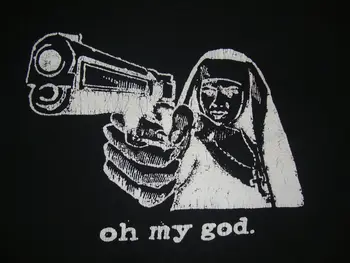 Print Tees Short Sleeve O-Neck Oh My God Catholic Nun with Gun Nuns Guns Punk Rock Black T Shirt Adult Size M Men Summer Style
Print Tees Short Sleeve O-Neck Oh My God Catholic Nun with Gun Nuns Guns Punk Rock Black T Shirt Adult Size M Men Summer Style