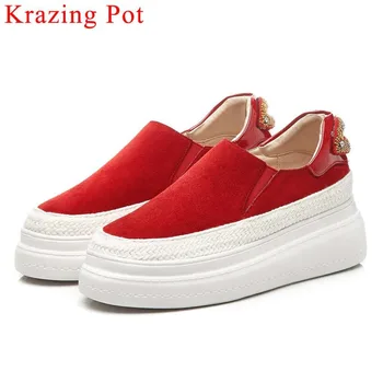 2019 concise style kid suede crystals metal decoration platform loafers high thick bottom daily wear woman vulcanized shoes L37
2019 concise style kid suede crystals metal decoration platform loafers high thick bottom daily wear woman vulcanized shoes L37