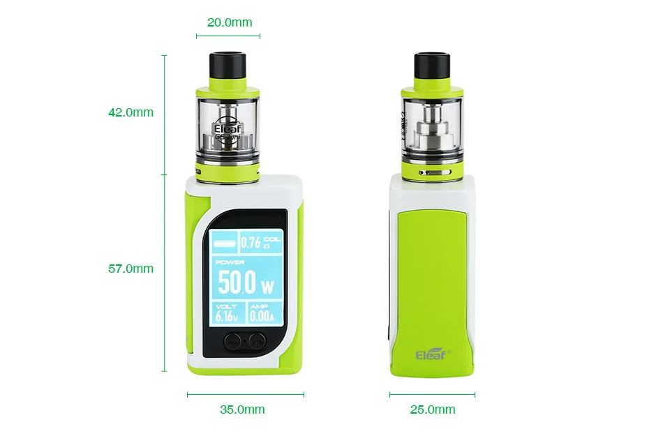 Original 50W Eleaf IStick Kiya Vaping Kit Built-in 1600mAh Kiya Box MOD & 2ml GS Juni Atomizer W/ 1.5ohm 0.75ohm GS Air Head Kit