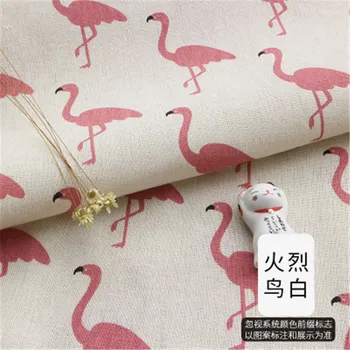 3PCS Cartoon bird Linen Fabric Cloth DIY Handmade Sewing Material Fabric For Patchwork Curtains Pink Patchwork Accessories