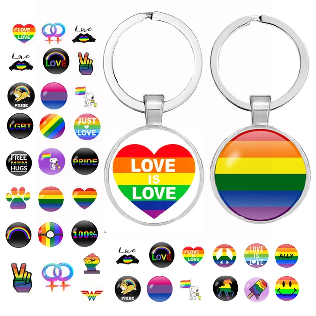 84 style Rainbow Flags Glass Dome Keychain Lesbian Gay LGBT Pride Flag Car Key Chain Silver Plated Metal Key Ring Llavero Thanos
84 style Rainbow Flags Glass Dome Keychain Lesbian Gay LGBT Pride Flag Car Key Chain Silver Plated Metal Key Ring Llavero Thanos