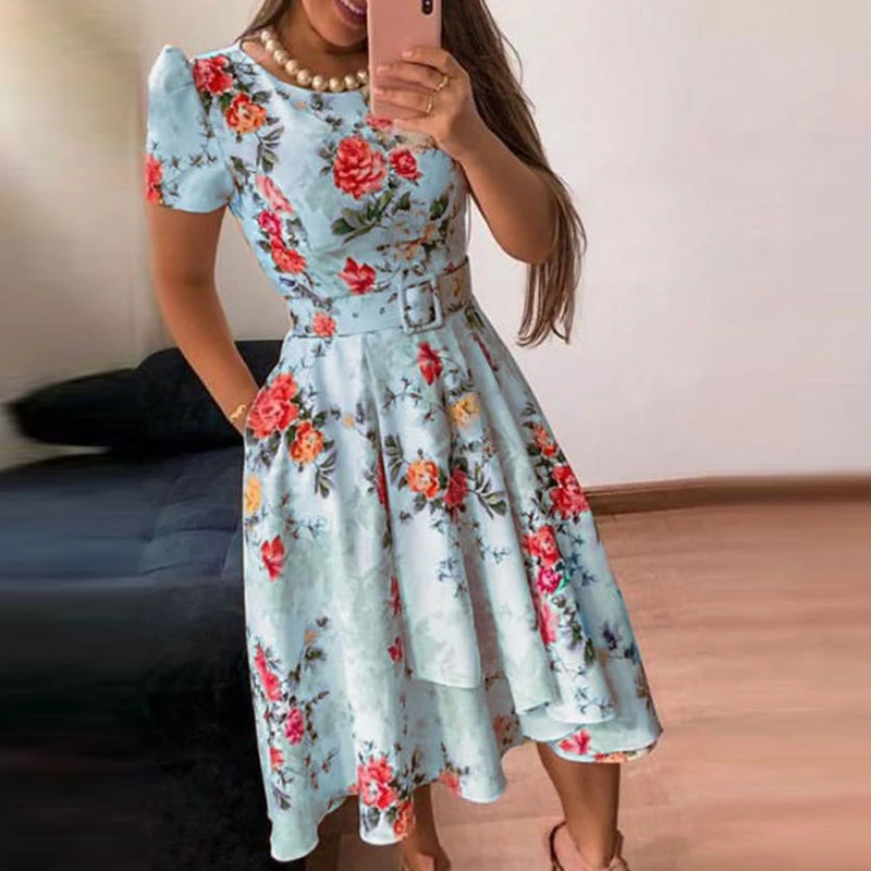 Women's dress elegant summer Short Sleeve Bohemia A-line Print mid-length dresses Party Cocktail swing floral Retro Dress ladies
Women's dress elegant summer Short Sleeve Bohemia A-line Print mid-length dresses Party Cocktail swing floral Retro Dress ladies