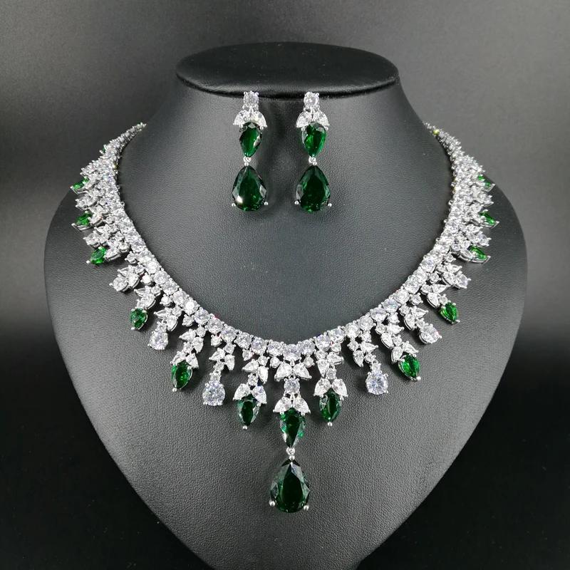 2019 new fashion green water drop popular zircon wedding bride banquet formal dress necklace earring jewelry set free shipping
2019 new fashion green water drop popular zircon wedding bride banquet formal dress necklace earring jewelry set free shipping